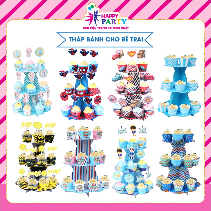 Tháp Bánh 3 Tầng Bằng Giấy Trang trí Sinh Nhật Trên Bàn SANG TRỌNG tại Happy Party