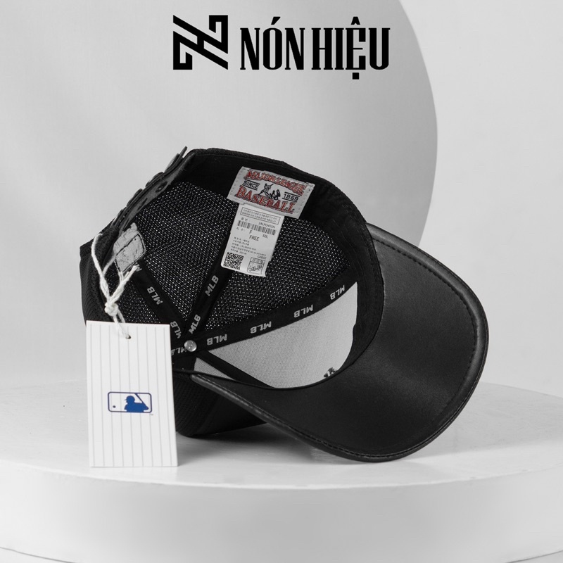 Mũ lưỡi trai NY Da Thật MADE IN KOREA Full Tem Mark hãng