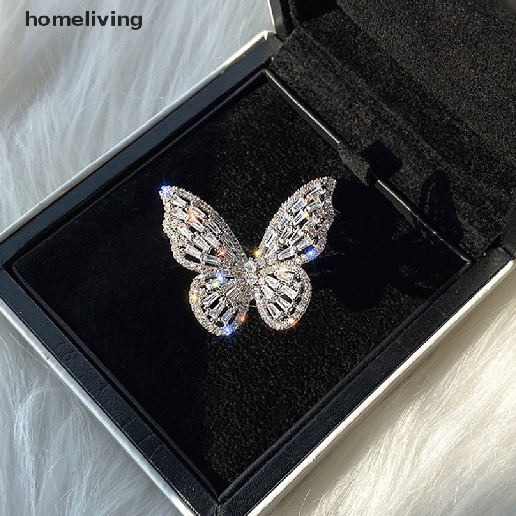 Nhẫn Hở Hình Bướm Đính Đá Zircon Thời Trang