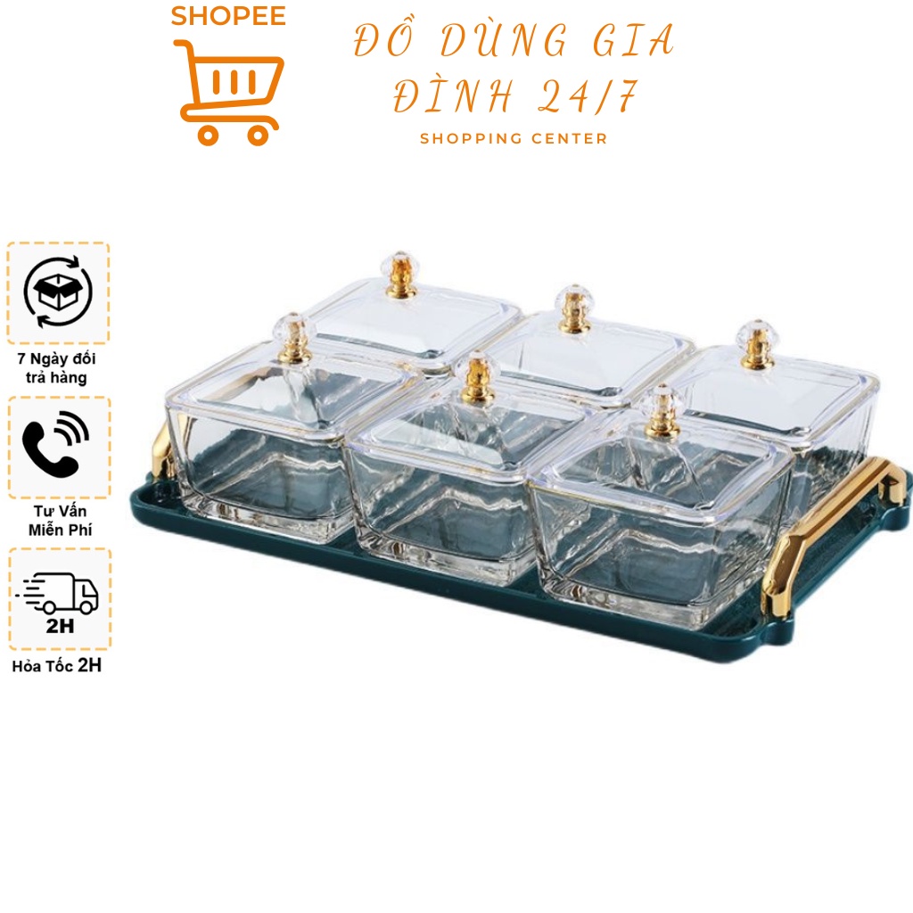 Khay Đựng Mứt Tết 6 Ngăn Đựng Bánh Kẹo, Mứt Tết, Hạt Dưa Sang Trọng - Hũ Đựng Kẹo Ngày Tết Cổ Truyền 2023