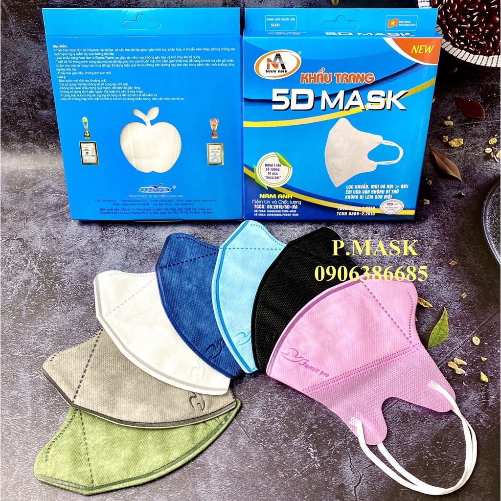 Khẩu trang 5D Nam Anh 10 cái/ hộp – Khẩu trang y tế Nam Anh Famapro thiết kế 3D Mask