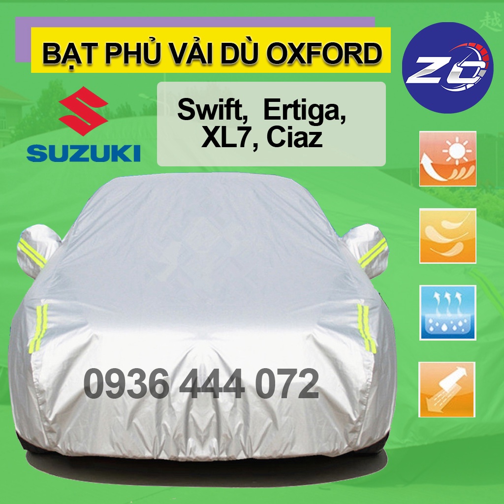 Bạt phủ xe Suzuki Ertiga,XL7,Ciaz,Swift áo trùm che phủ xe hơi, bạc phủ xe ô tô vải dù oxford tráng bạc,chống nóng,mưa