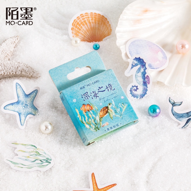 Set 46 Miếng Dán Trang Trí Hình Động Vật Biển Dễ Thương