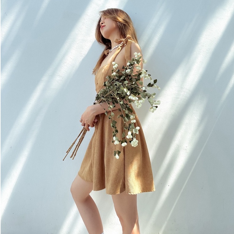 Đầm hai dây corset nâu vintage Siam Dress Gem Clothing SP060738