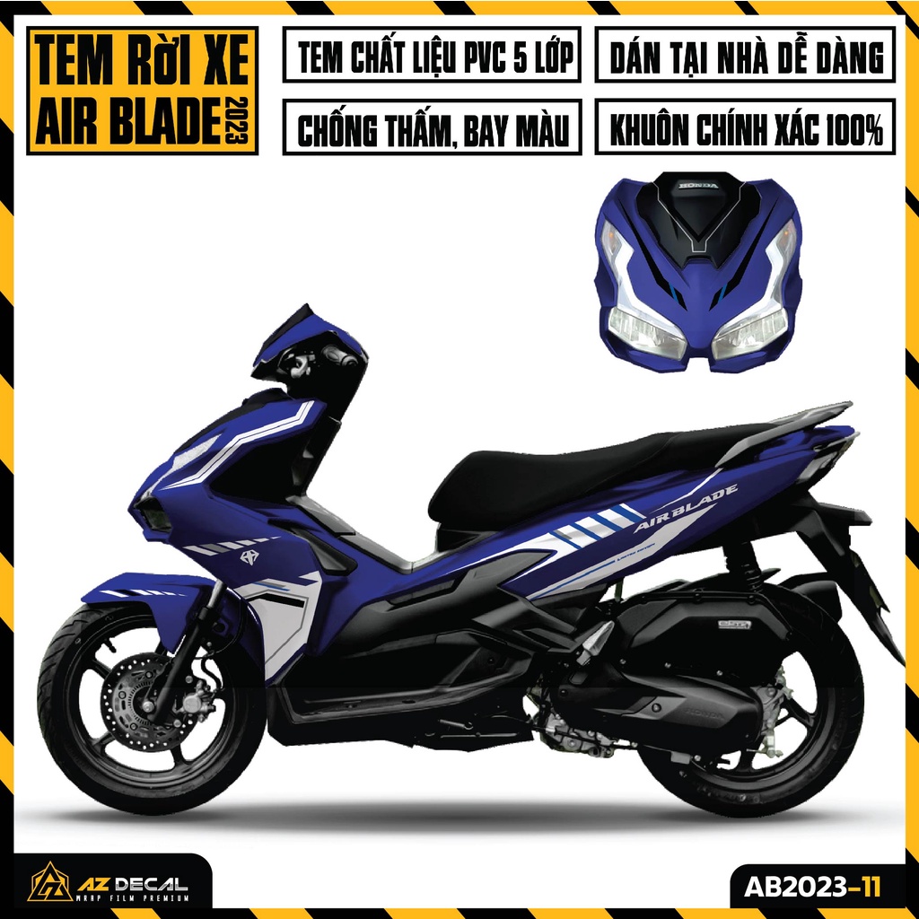 Tem AirBlade 2023 Cực Chất | AB2023-11 | Team Decal Dán Xe Máy AB Air Blade Đỏ Đen Xanh Xám 125 160 Chống Nước Bền Màu