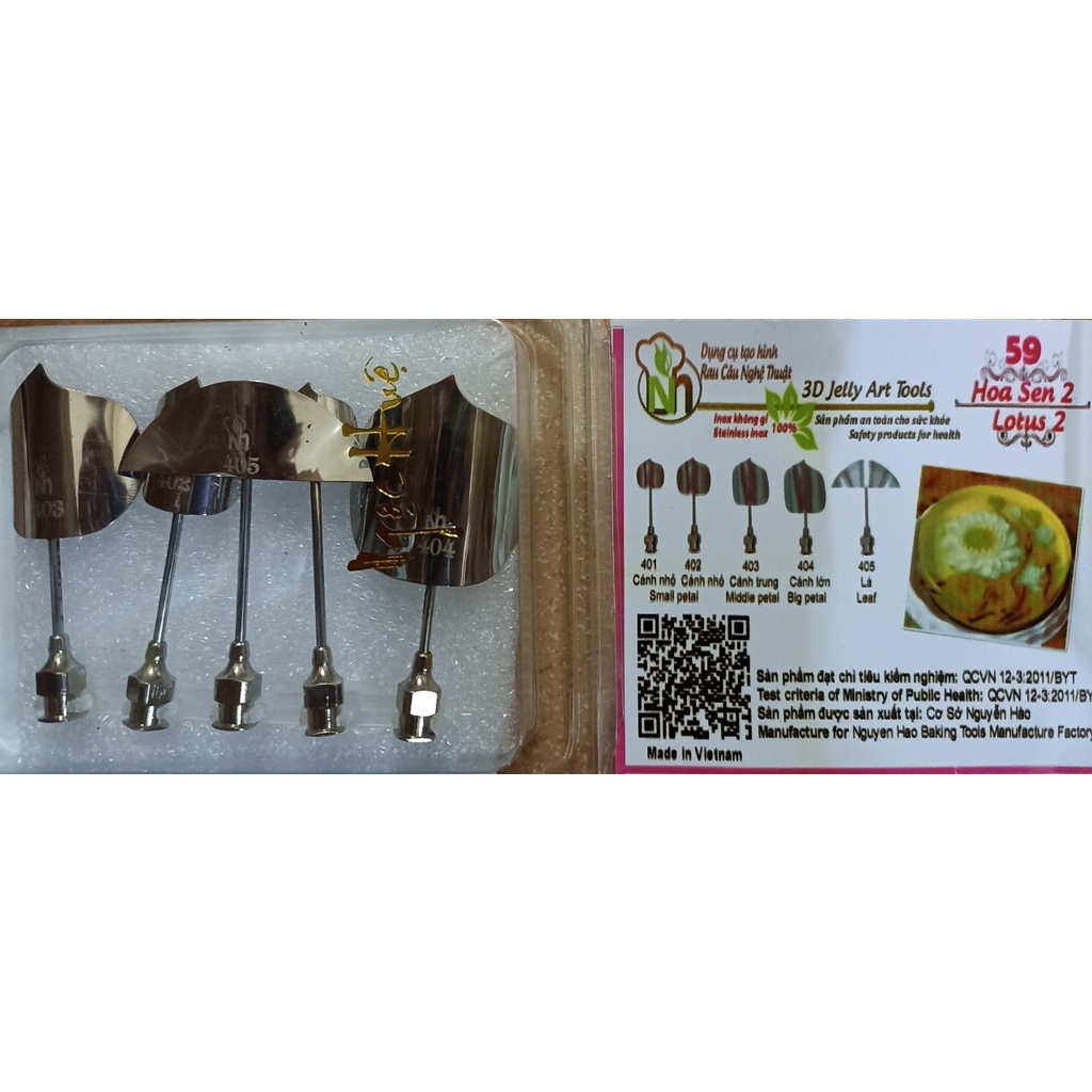 Kim làm thạch rau câu 3D inox 304 Ngọc Huệ hoa sen 2 (bộ 5 kim số 59)