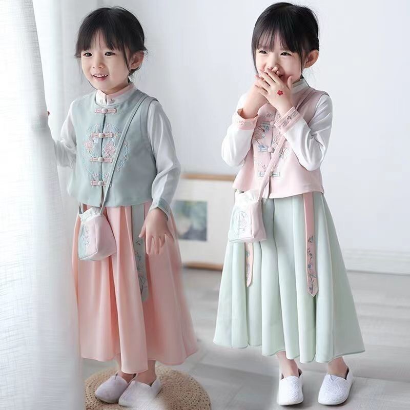 Đầm Hán Phục Phong Cách Trung Hoa Cổ Điển Kiểu Mới Cho Bé Gái 90-150