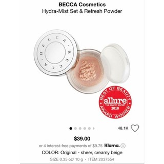 [Auth - Có sẵn] Phấn phủ makeup kháng nước Becca Hydra Mist