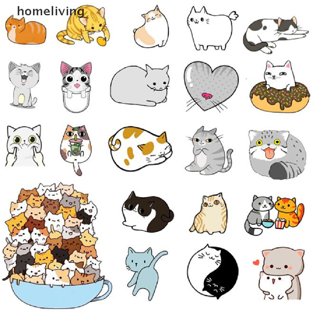 Túi 50 Miếng Dán Chống Thấm Nước Họa Tiết Hoạt Hình Dễ Thương Trang Trí Sổ Tay / Máy Tính