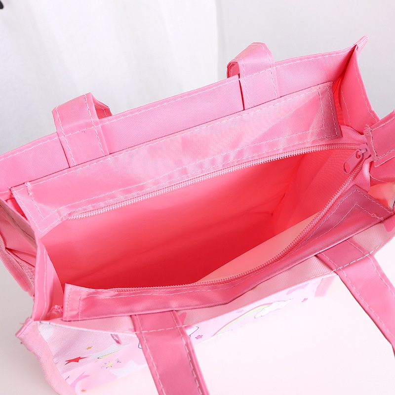 Túi Vải Oxford Hai Lớp In Hình Hoạt Hình Dễ Thương Cho Học Sinh