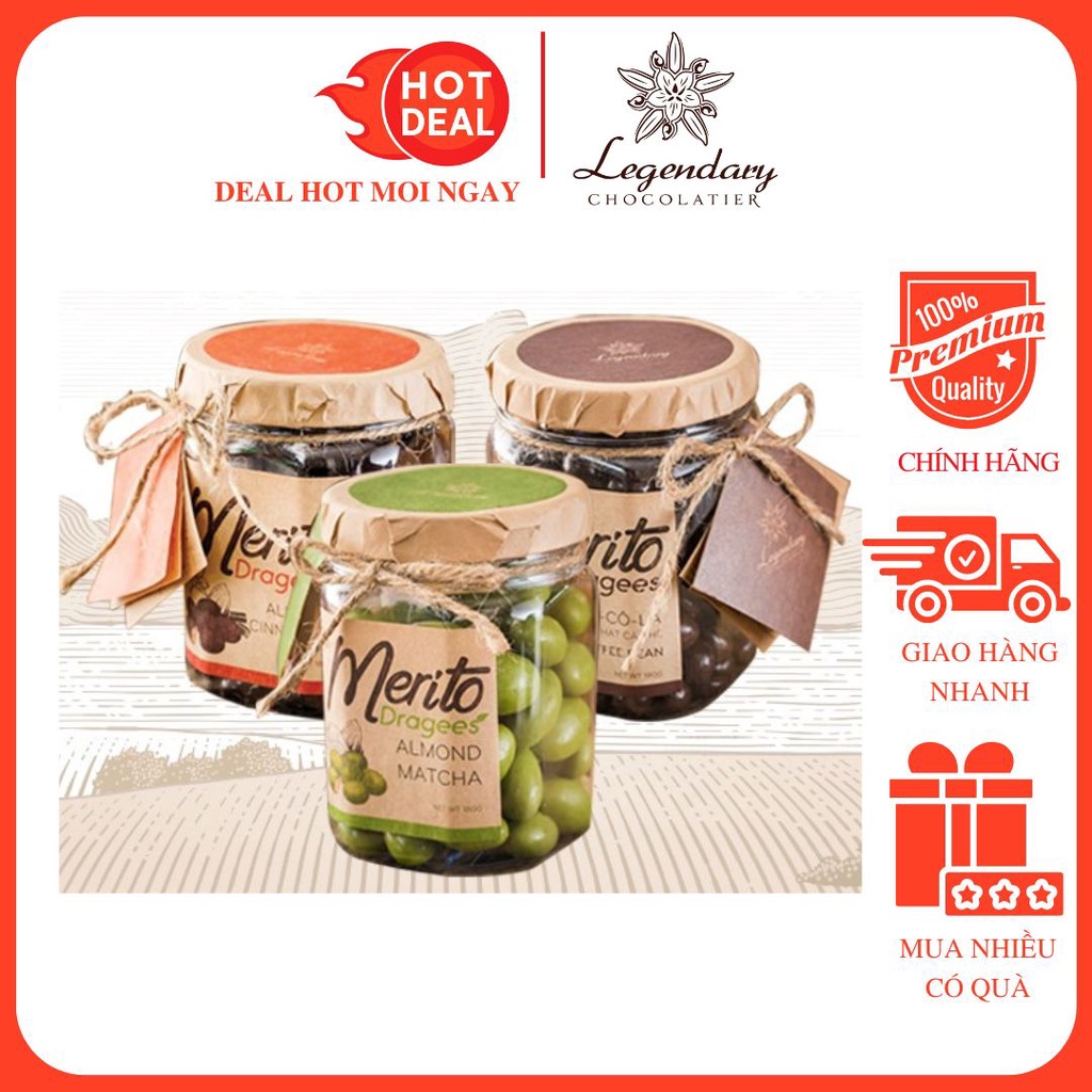 Socola Bọc Hạt Cà Phê/Trà Xanh Bọc Hạnh Nhân Merito 180G - Legendary Chocolatier