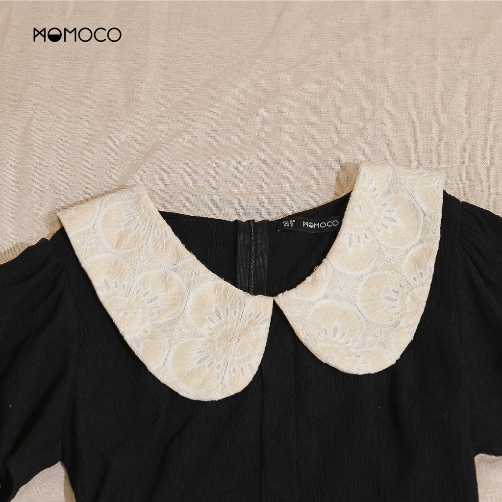 Váy Cổ Sen Phối Ren MOMOCO Chất Liệu Xốp Nhăn Thiết Kế Trẻ Trung Thanh Lịch M3005