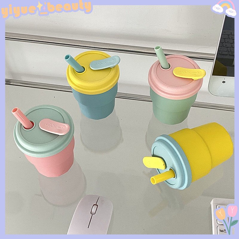 Bình Nước Silicone 400Ml Kèm Ống Hút Hb