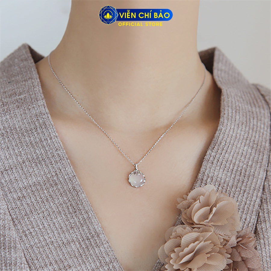 Dây chuyền bạc nữ chữ Phúc đá chất liệu bạc 925 thời trang phụ kiện trang sức Viễn Chí Bảo D000032