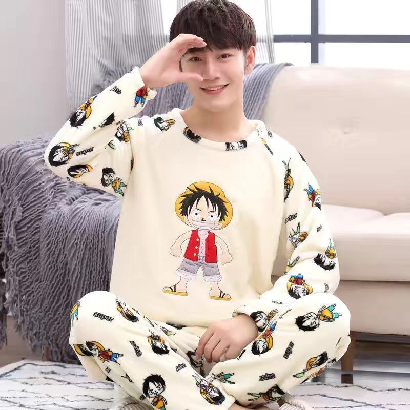 Bộ Đồ Ngủ Flannel Dày Dặn Ấm Áp Theo Phong Cách Thu Đông Dành Cho Nam