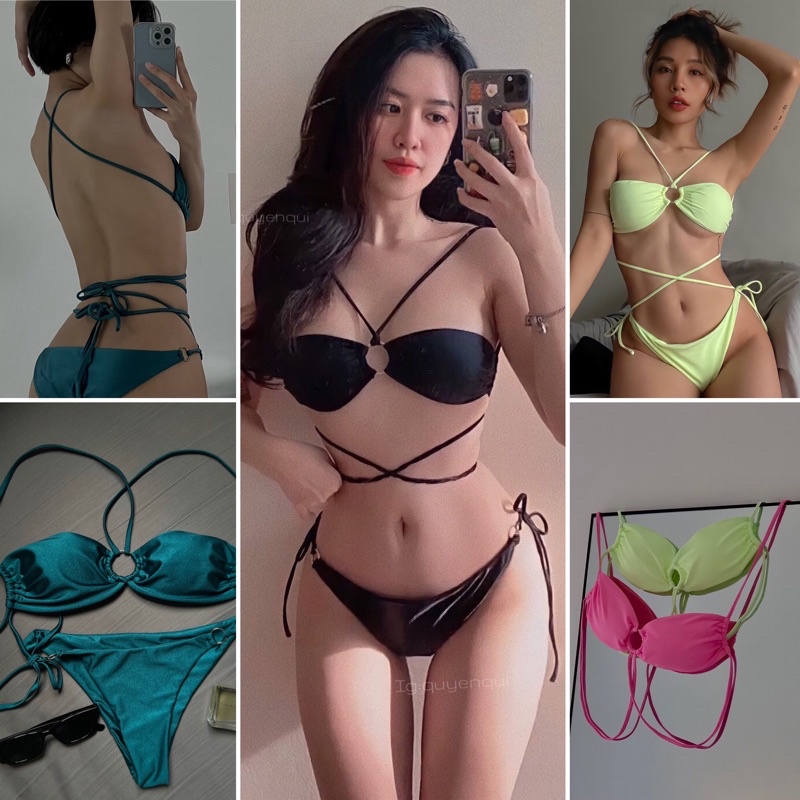 BIKINI 2  mảnh khoen trước ngực dây dài quấn khoe lưng trần sexy | BigBuy360 - bigbuy360.vn