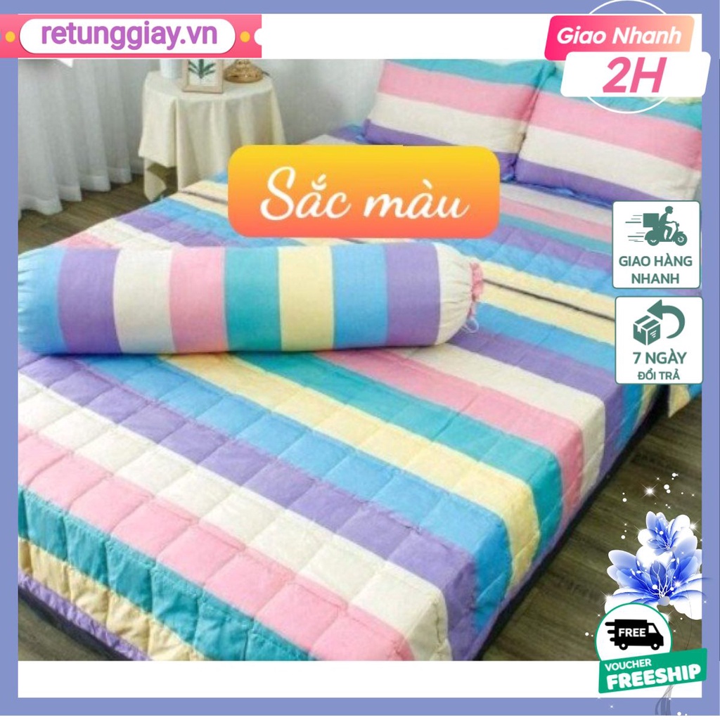 Ga trải giường bo chun 1mx2m bọc đệm giường đơn,Vải cotton poly,chọn nhiều mẫu-kẻsacmau