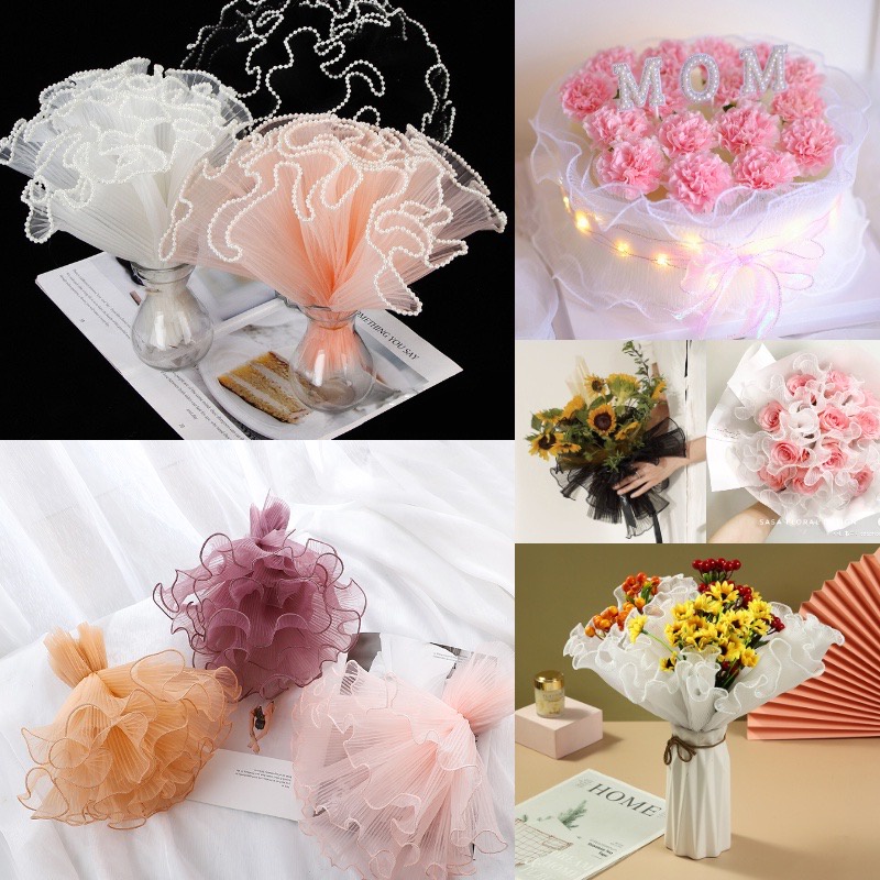 Voan lưới dập ly viền ngọc cực sang chảnh, phong cách hàn quốc