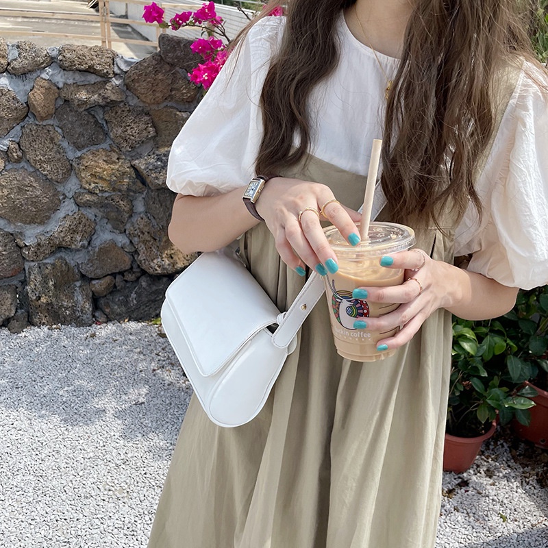 Mischa Túi Đeo Chéo Vai Da PU Màu Trơn Phong Cách retro Thời Trang Dễ Phối Đồ