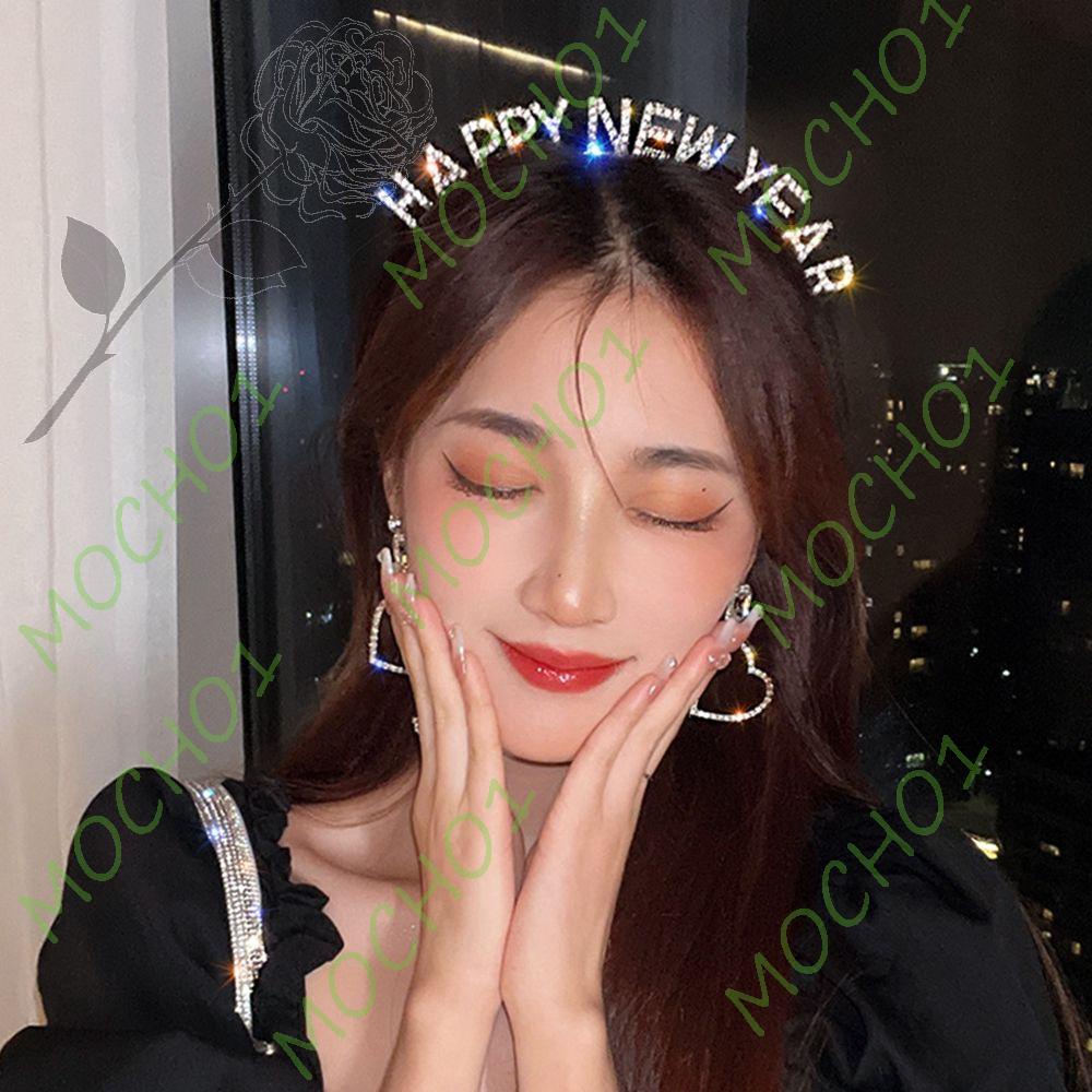 Mocho1 Băng Đô Cài Tóc Bằng Hợp Kim In Chữ HAPPY New Year / Giáng Sinh / Năm Mới Phong Cách Hàn Quốc Cho Nữ