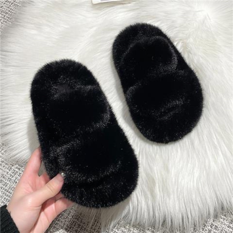 Dép lông sang chảnh hai quai ngang cho bé gái