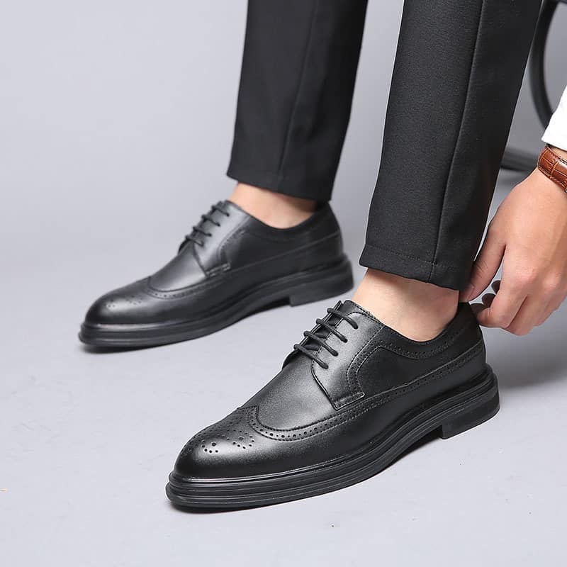 Giày Derby Nam công sở tăng chiều cao da bò thật N028