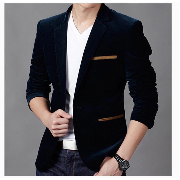 Áo Khoác Vest Vải Nhung Dáng Ôm Thời Trang Xuân Thu Cho Nam
