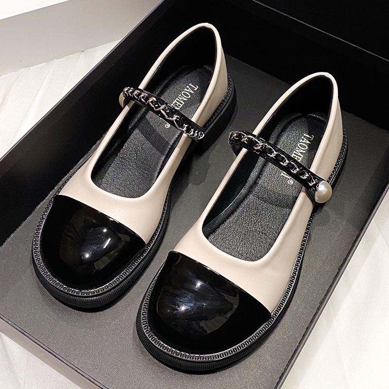 Giày Búp Bê Một Dây Đính Ngọc Trai Phong Cách Mary Jane Pháp Cổ Điển Màu Sắc Thời Trang Mùa Hè Nhẹ Nhàng Dành Cho Bạn