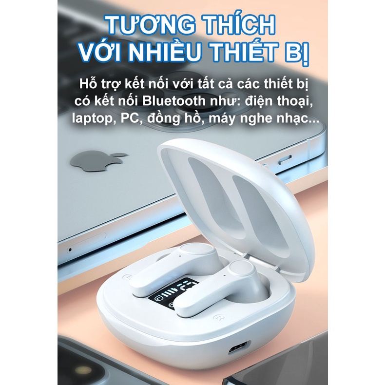 Tai Nghe Bluetooth Không Dây TWS LB518 Chống Thấm Nước IPX5 Có Micro Đàm Thoại Cao Cấp Màn Hình Led Thông Minh