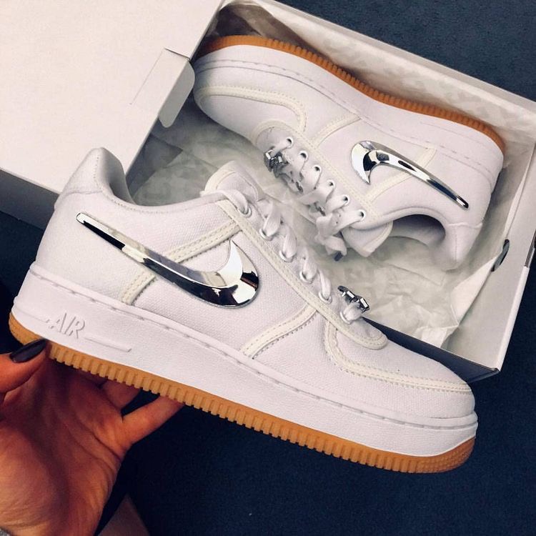 Giầy thể thao sneaker air force 1 x Travis scott trắng bạc đế nâu