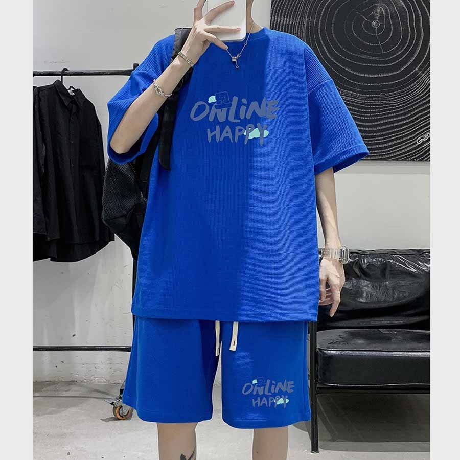 Bộ đồ thể thao nam mùa hè chất liệu thun mềm mịn thoáng mát có đủ màu in chữ online thích hợp mặc đi chơi hay tập gym