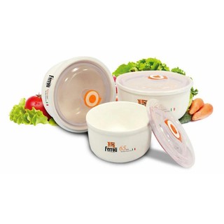 Bộ 3 bát sứ ferroli có nắp đậy hút chân không