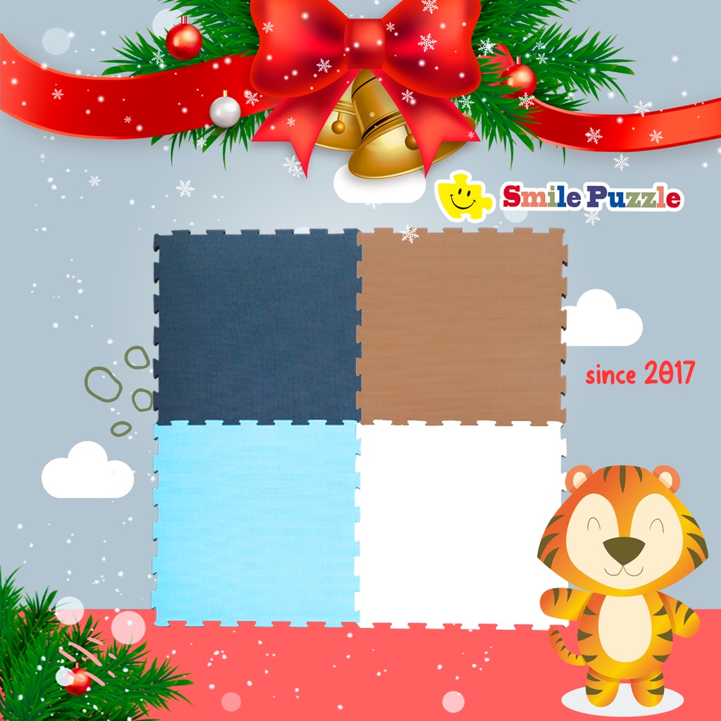 Thảm Lót Sàn Nhà Cho Bé Smile Puzzle -Đơn Màu 4 Miếng- Không Mùi - Tiêu Chuẩn Châu Âu