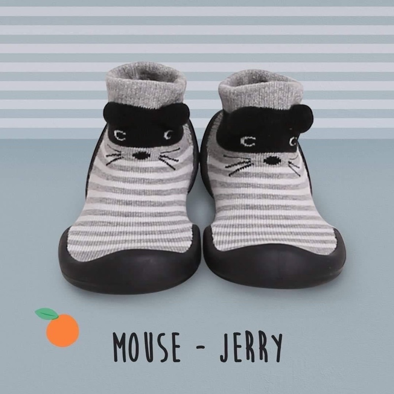 CHÍNH HÃNG GGOMOOSIN GIÀY TẬP ĐI CHO BÉ CƯNG-MOUSE SỌC ĐEN