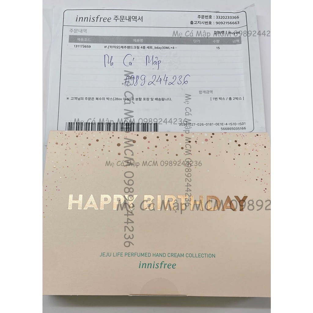 Sét 4 kem dưỡng tay Innisfree Thankyou và happybirthday