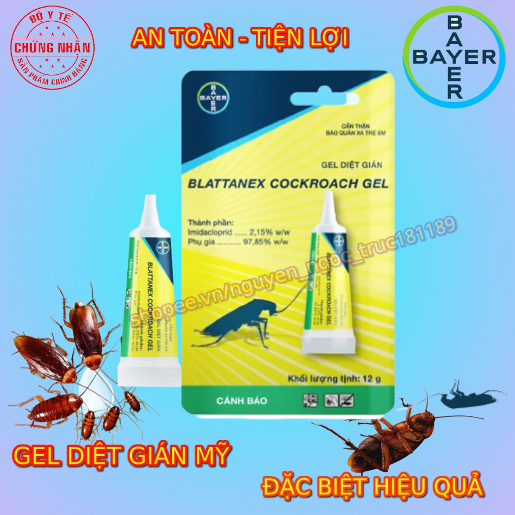(chính hãng) Thuốc diệt gián sinh học dạng gel Blattanex Cockroach Bayer12g, tận gốc, hiệu quả, an toàn