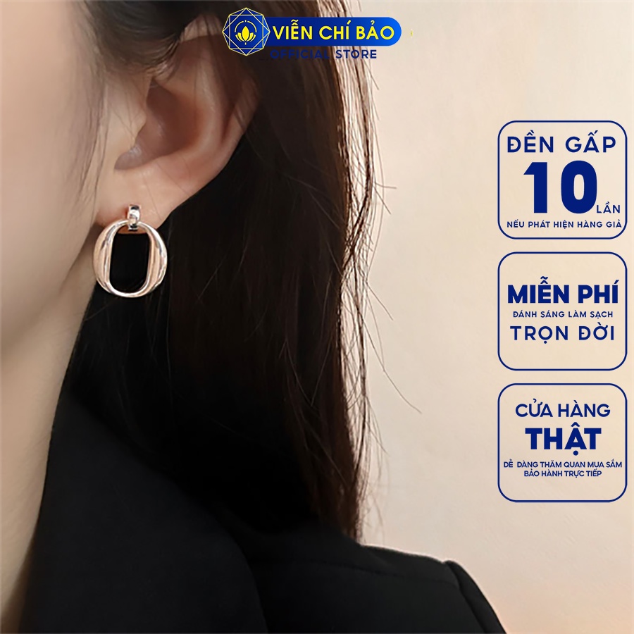 Bông tai bạc nữ tròn trơn mới chất liệu bạc 925 thời trang phụ kiện trang sức Viễn Chí Bảo B000613