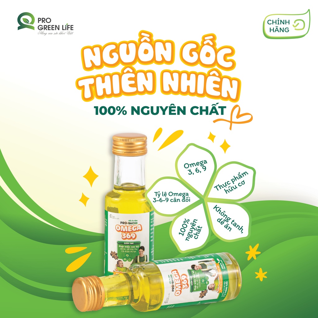 Dầu Ăn Dặm Sachi Pro Green Life bổ sung Omega 369 Chai 100ml