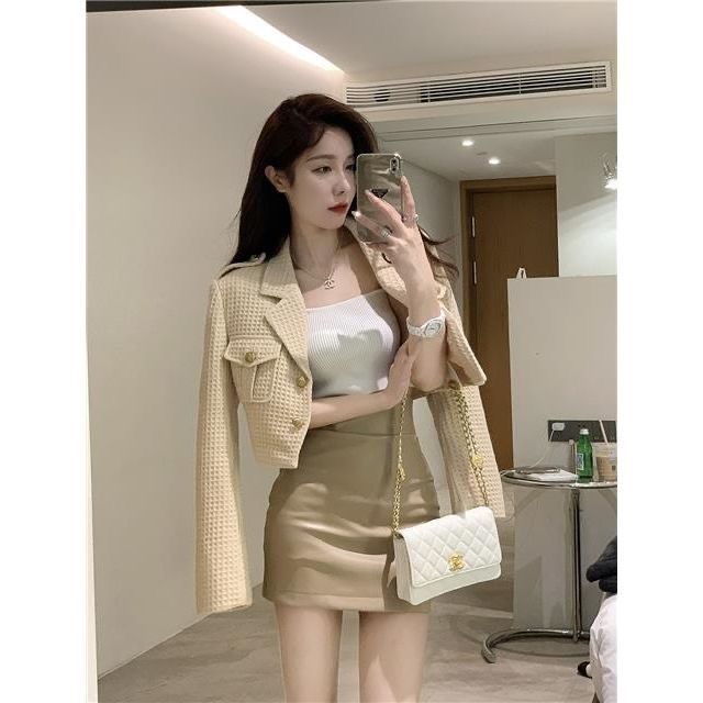 Set Áo Khoác Cardigan Dài Tay Và Chân Váy Phong Cách Thanh Lịch Dành Cho Nữ