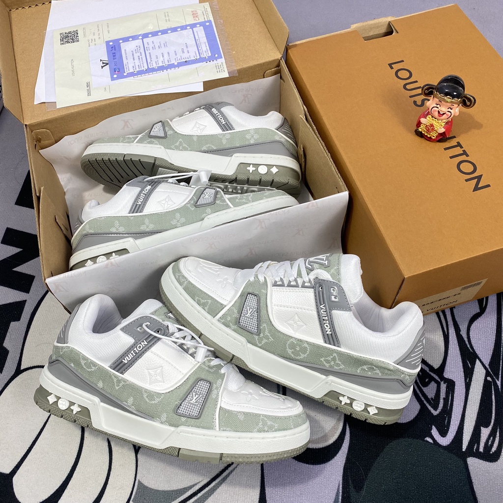 Giày Thể Thao Lv Trainer Black đen,xanh lá  hot 2022,Giày sneaker cao cấp LV traner dành cho nam nữ chuẩn 1:1 full pk