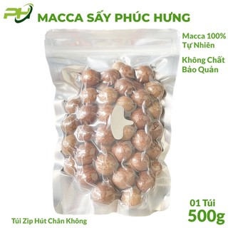 Hạt macca sạch phúc hưng lầm đồng - hạt mắc ca nứt vỏ 01 túi zip 500g