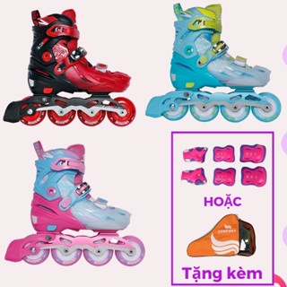 Giày Patin Trẻ Em Cao Cấp CENTOSY Cougar 333 - 8 Bánh Đèn Led Phát Sáng, Form Nhựa Siêu Chắc Chắn