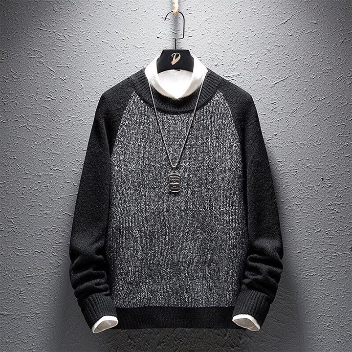 Áo len nam cổ tròn dệt hạt gạo thân tiêu dày dặn, phối màu trẻ trung cá tính - ADAM MAN