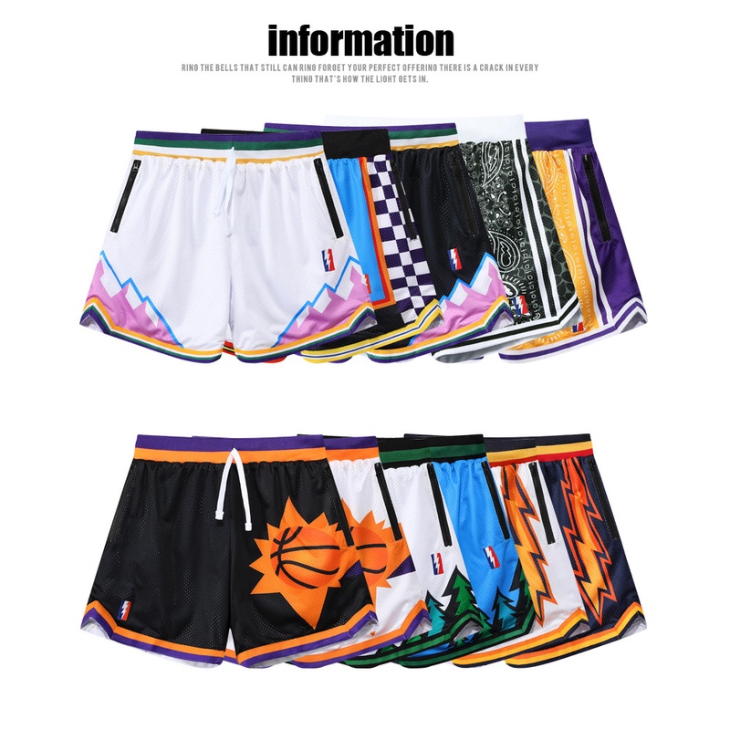 Quần Short Thể Thao Hai Lớp Phối Lưới Có Khóa Kéo Phong Cách Retro Đường Phố Cho Nam Nữ