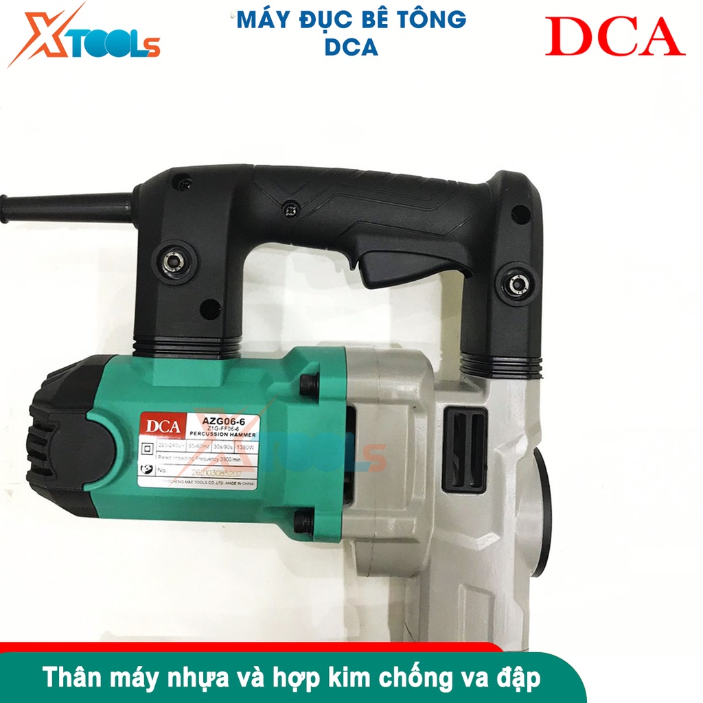Máy đục bê tông 17 ly DCA AZG06-6 công suất 1350W, tốc độ đập 3900l/p tặng kèm mũi đục [CHÍNH HÃNG][XTOOLS]