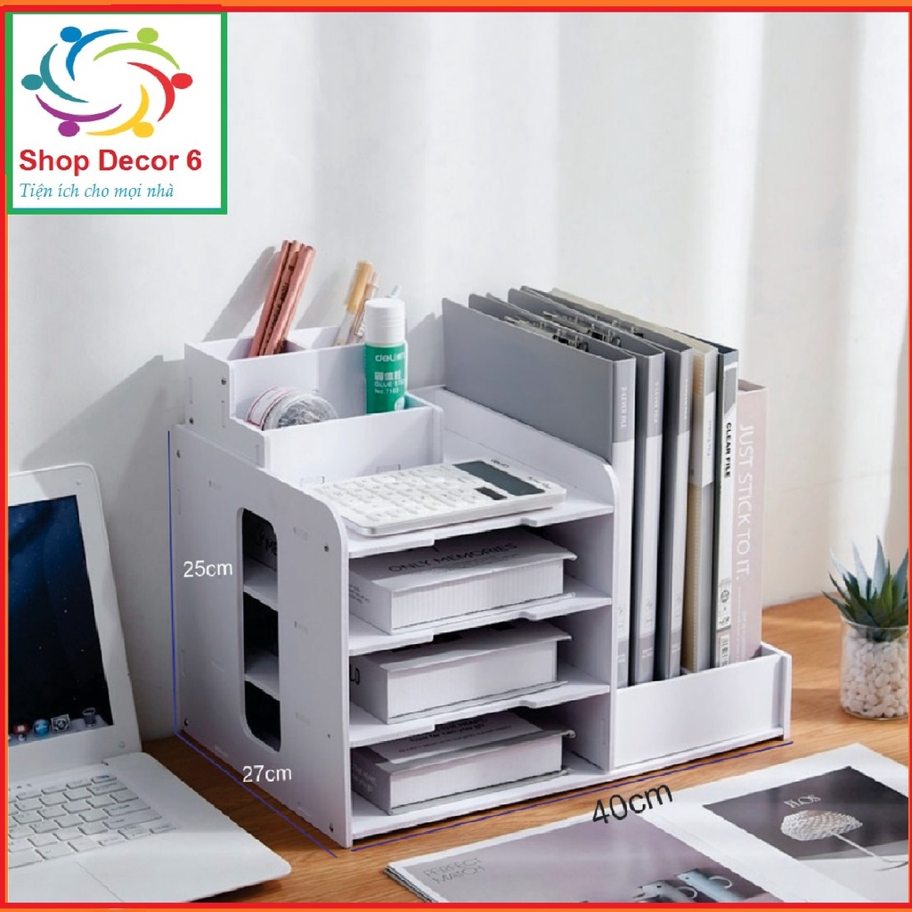 Kệ tài liệu, kệ văn phòng phẩm M4 để bàn thời trang, cao cấp ,sáng bóng, chống nước... ( KT: 40x25x27 )