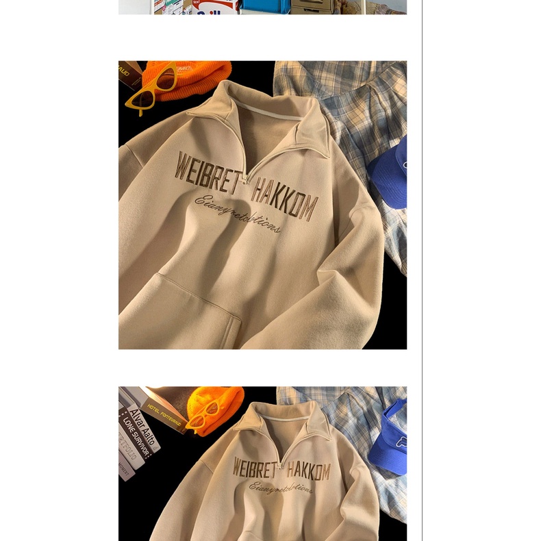 Áo Khoác polo Có Khóa Kéo Thêu Chữ Phong Cách Hàn Quốc Cho Nam