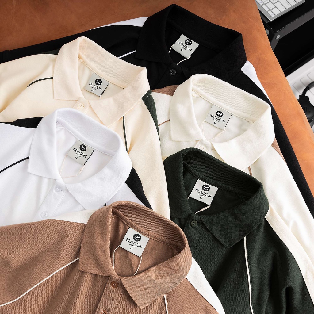Áo Polo nam phối viền vải cotton poly trẻ trung, nam tính, thanh lịch, sang trọng AOPL15 - BEACON DENIM