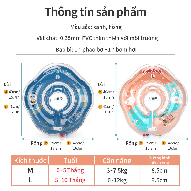 Phao Bơi Đeo Cổ An Toàn Dành Cho Bé 0-10 Tháng Tuổi