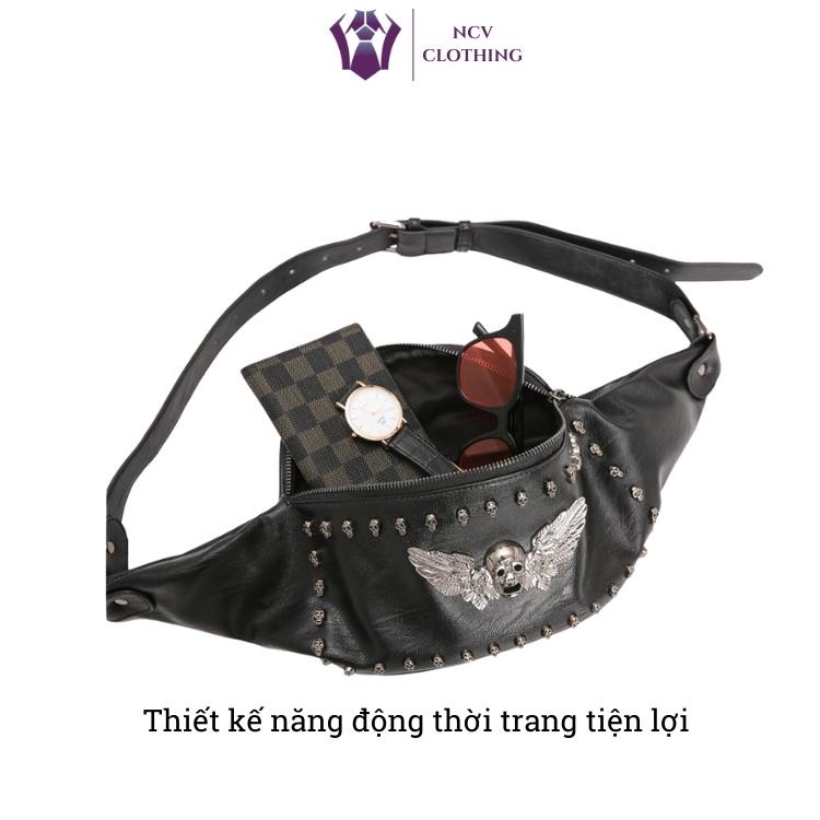 Túi Đeo Chéo Bao Tử Nam Nữ Da Mềm Họa Tiết Âu Mỹ Bụi Bặm, Túi Đeo Ngực, Túi Đeo Hông, Túi Đeo Bụng Unisex Y90